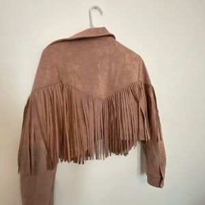 Cowgirl Fringe Pink Cropped Jacket